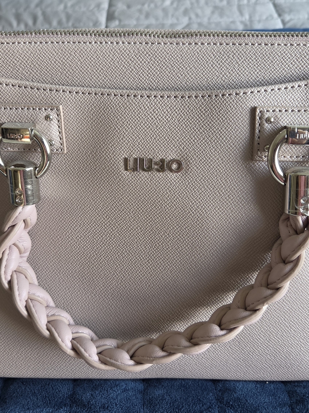 Liu Jo Blush Pink Braided-Handle Satchel with Silver Accents